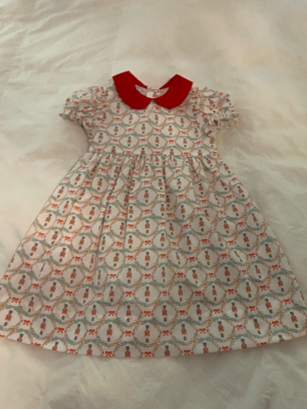 Beautiful Girls Nutcracker Holiday Dress with Red Peter Pan Collar 4T